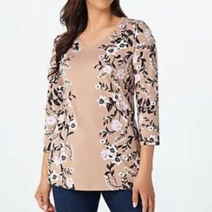 Isaac Mizrahi Engineered Floral Printed V-Neck Top